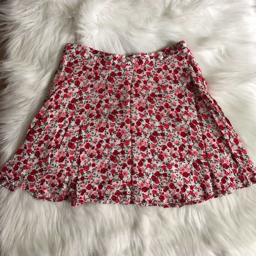 Forever21 red floral skirt